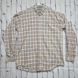 CINCH Western Shirt Mens Sz S‎ Long Sleeve Button Up Riding Beige Purple Plaid
